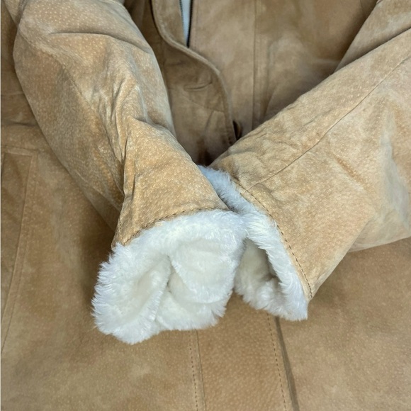 J. Percy for Marvin Richards Tan Leather Fur Lined Drawstring Hooded Coat - Picture 8 of 13